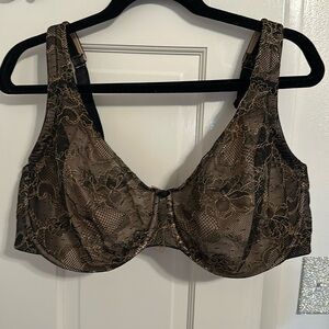 Cacique 42F black and nude lined lace bra